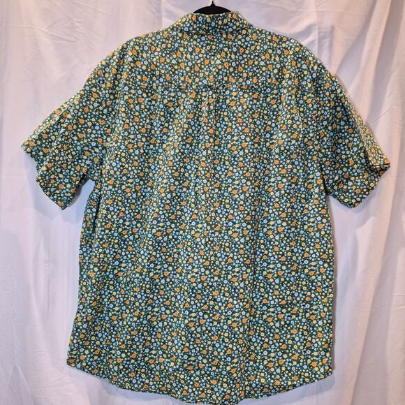 Free Assembly Floral Green and Yellow Mens Button Down Short Sleeve Shirt XXL - Picture 2 of 6